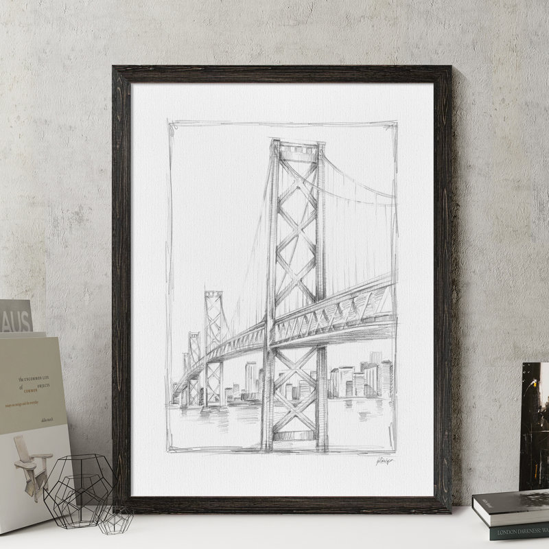 «Suspension Bridge Study II» par Paul Cezanne - reproduction d'art encadrée, H 30 po x l 22 po x P 2 po