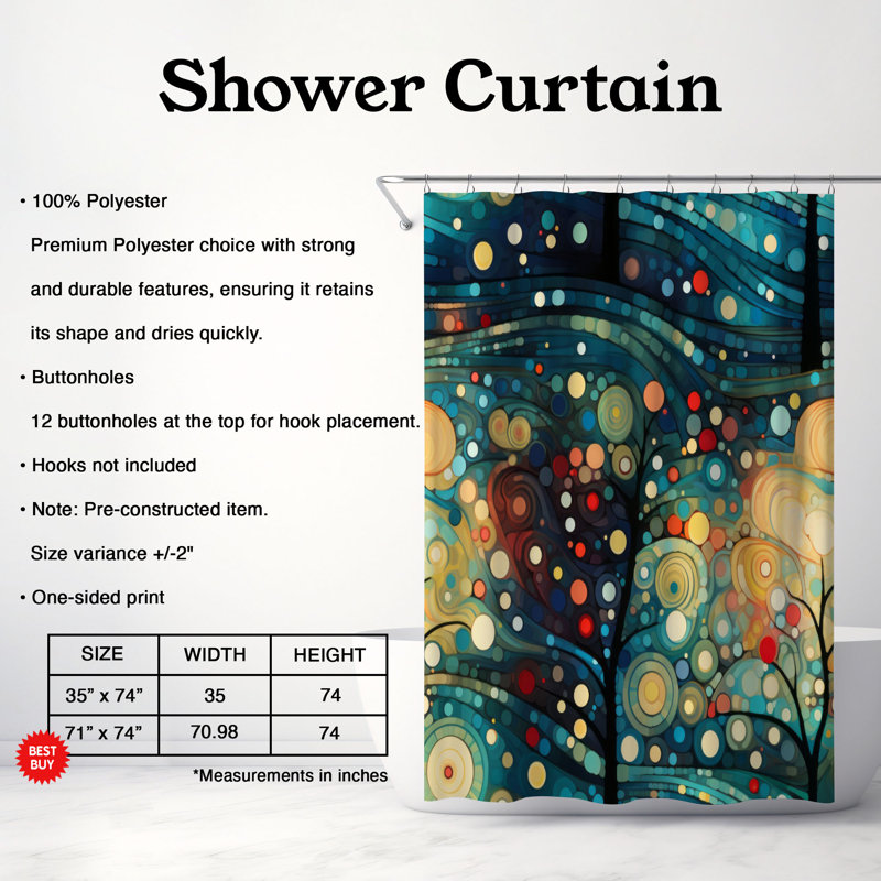 Joyful Tree - Rideau de douche Premium, H 74 po x l 71 po