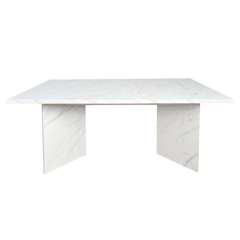 Extendable Faux Marble Dining Table for 6-10, Modern Rectangular Expandable Kitchen and Conference Table(Table Only)