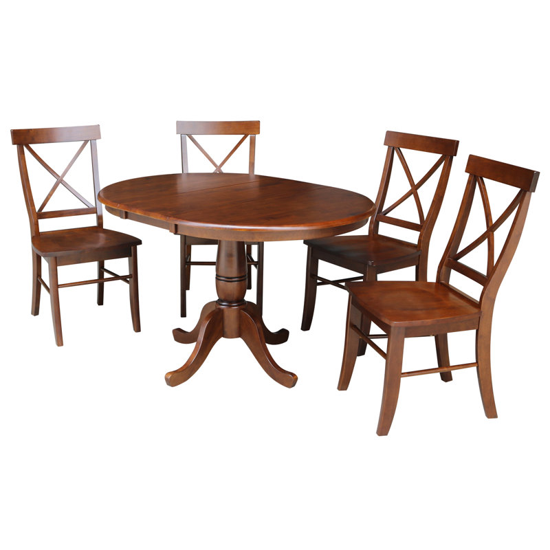 Echols Extendable Solid Wood Dining Set, Espresso, 5
