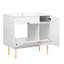 Meuble-lavabo de salle de bain 30 po avec lavabo en résine, porte escamotable spacieuse, meuble-lavabo moderne à surface lisse de 36 po, rangement réfléchi, compartiments, cuve à teinture