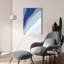  «Retro Abstract 4 Blue» par Danhui Nai, art mural en verre acrylique, 24 po x 36 po