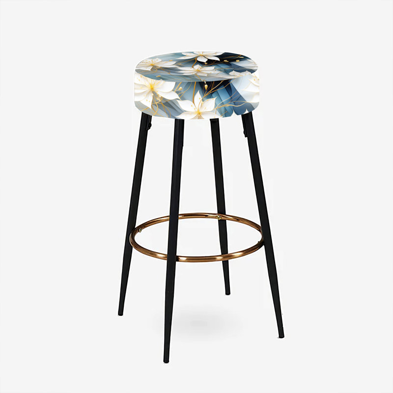 Ensemble de 2 tabourets de bar en marbre blanc et bleu sarcelle Serenity