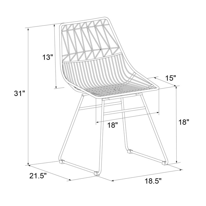 45.72cm H Metal Slat Back Side Chair, Black