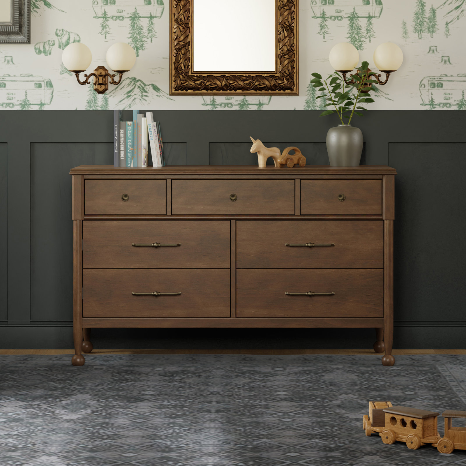 Alouette Kids 7-Drawer Dresser, Natural Walnut