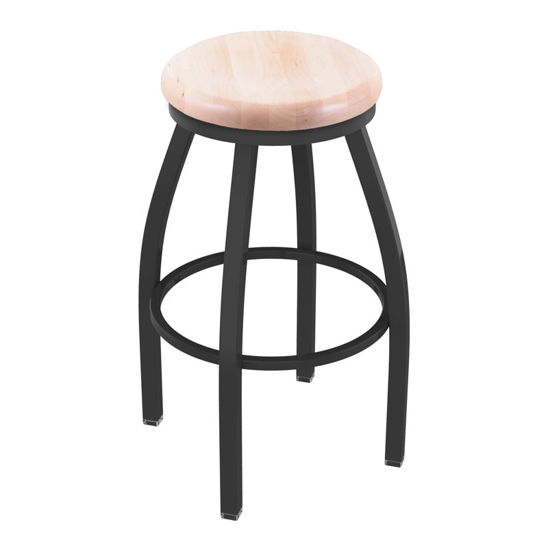 802 Misha Swivel Bar Stool, Pewter, Natural Maple, Counter Stool (25” Seat Height)
