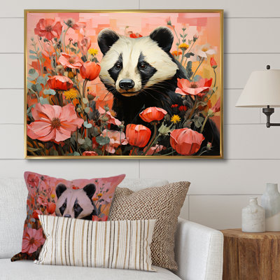 Panda Blooms Meadow - Panda Animal, art mural