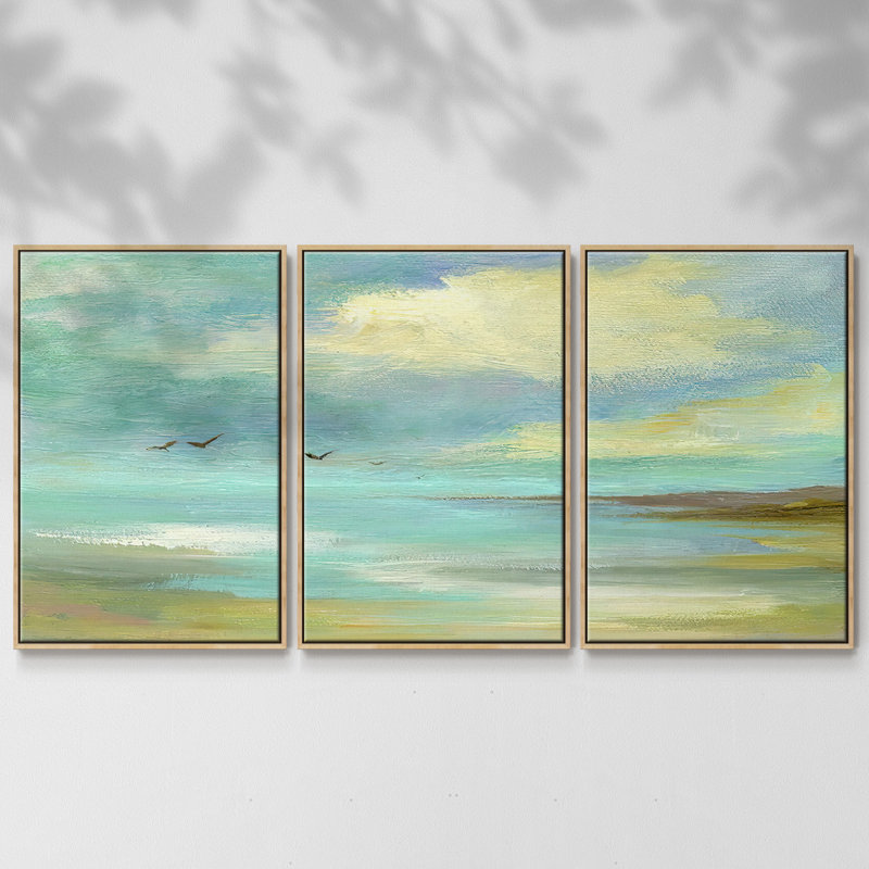 Drifting - 3 pièces, reproduction encadrée sur toile, H 24 po x l 48 po x P 2 po, Naturel