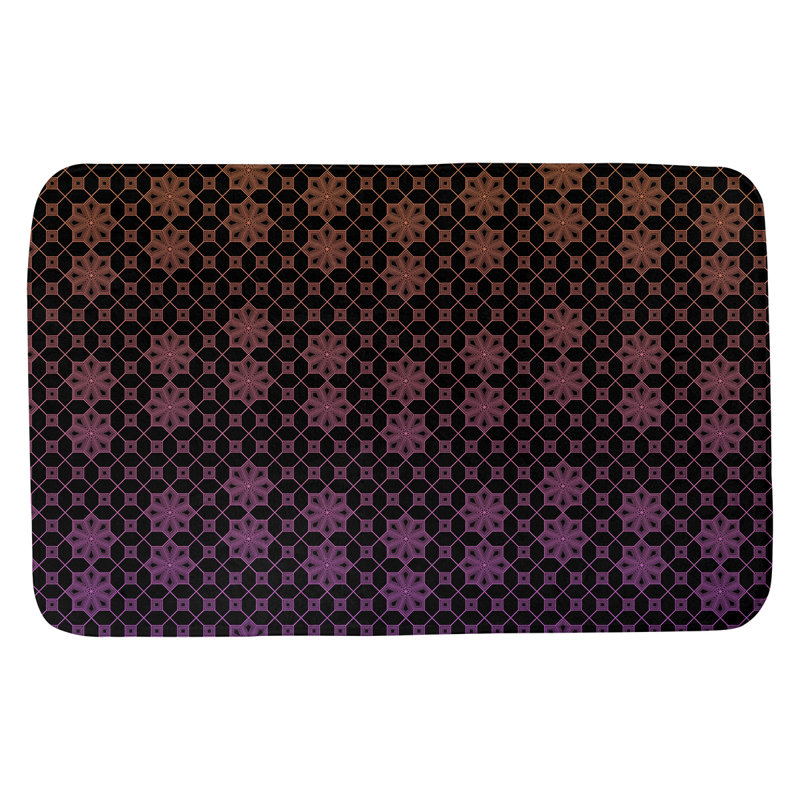 Tapis de bain en treillis Leffel, l 21 po x L 34 po, Orange / mauve
