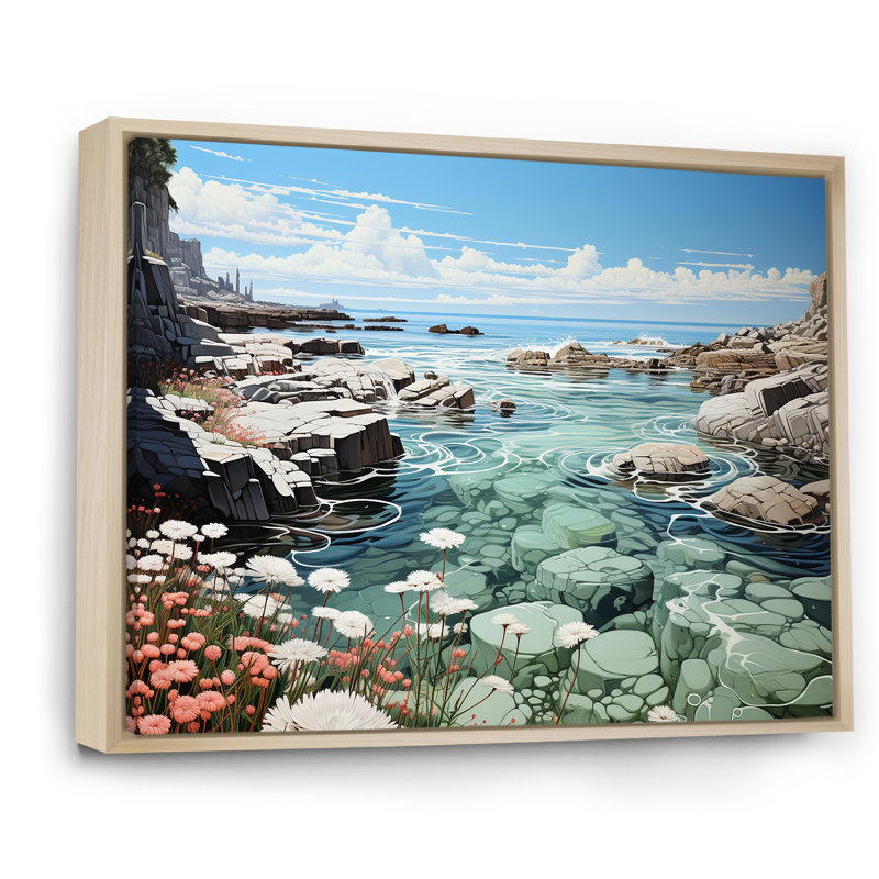 Paysage de plage sauvage III sur toile, Cadre naturel flottant, H 24 po x l 32 po x P 1 po