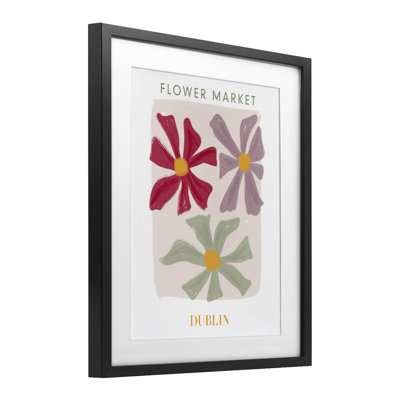 Muted Dublin Flower Market Framed Print Under Glass, design by Lucille Price