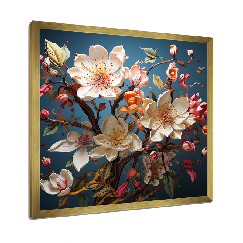 Doux chant de magnolia I, Cadre photo argenté, H 16 po x l 16 po