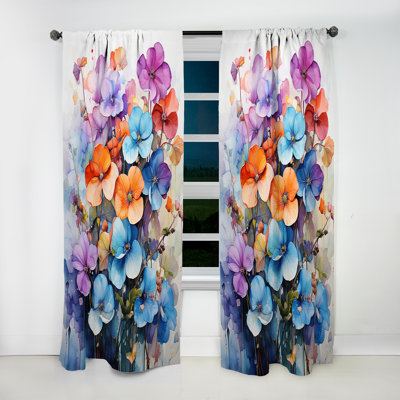 Serana Joyful Floral Abstraction I - Rideau en velours traditionnel - obscurcissant - 1 panneau