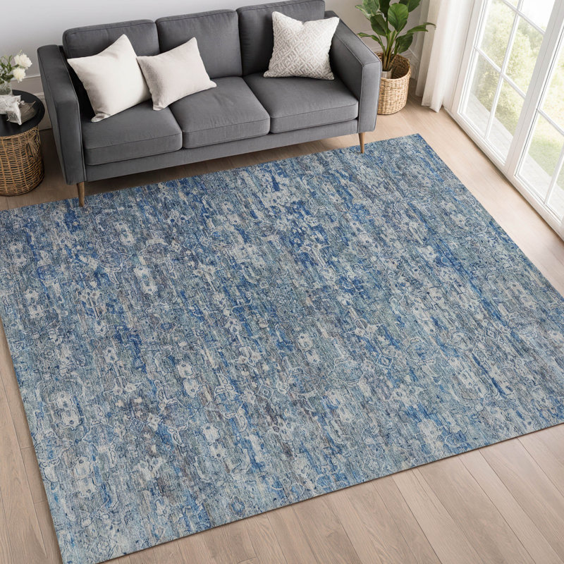 Tapis Ikat Hashlamoun ACN2324 intérieur / extérieur lavable à la machine, Rectangle 10 pi x 14 pi