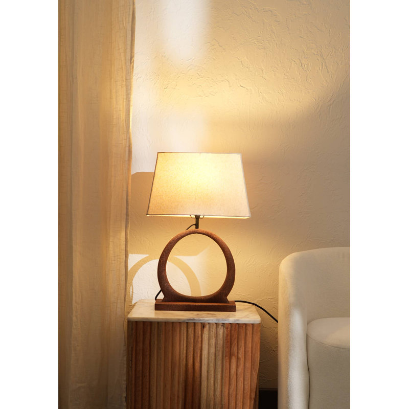 Table Lamp | Handmade Artisanal Table Lamp with Wooden Base-15X10X21"