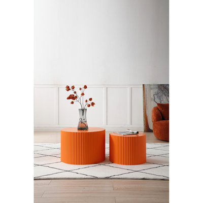 Ensemble de 2 tables gigognes en panneau de fibres à densité moyenne fabriquées à la main