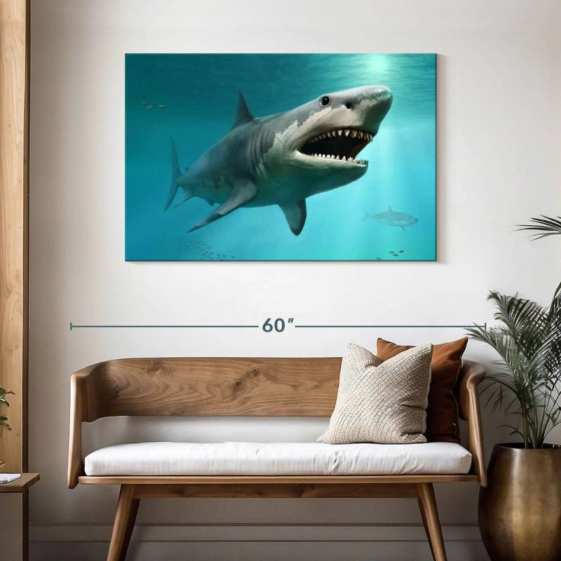 Brampt Extinct Megalodon Shark, 30'' H x 45'' W