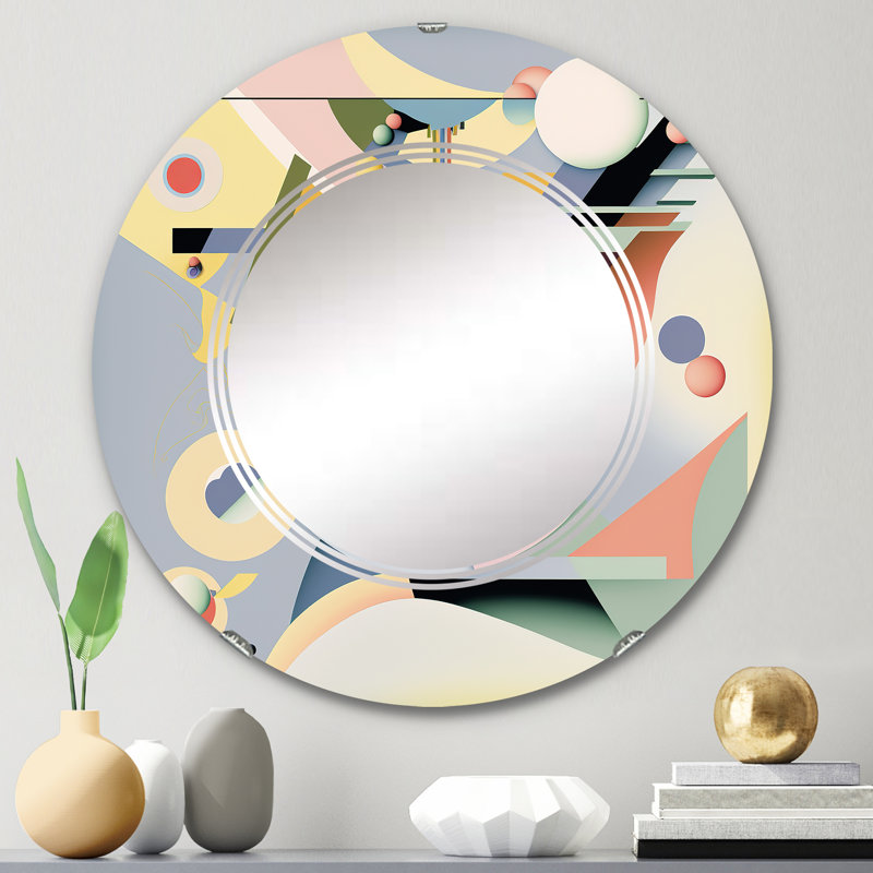 Preslyn Pastel Art Deco III - Miroir mural géométrique moderne, 24 po x 24 po