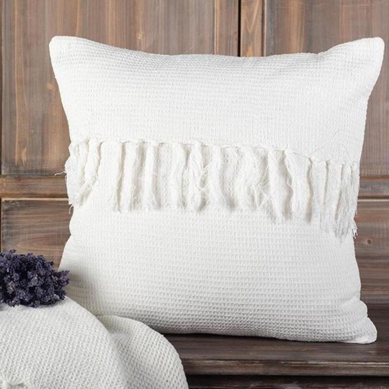 Coussin 18 "X 18" Waffle Weave, Blanc
