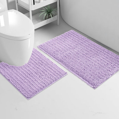 Ensemble de 2 tapis de salle de bain en chenille moelleux et moelleux