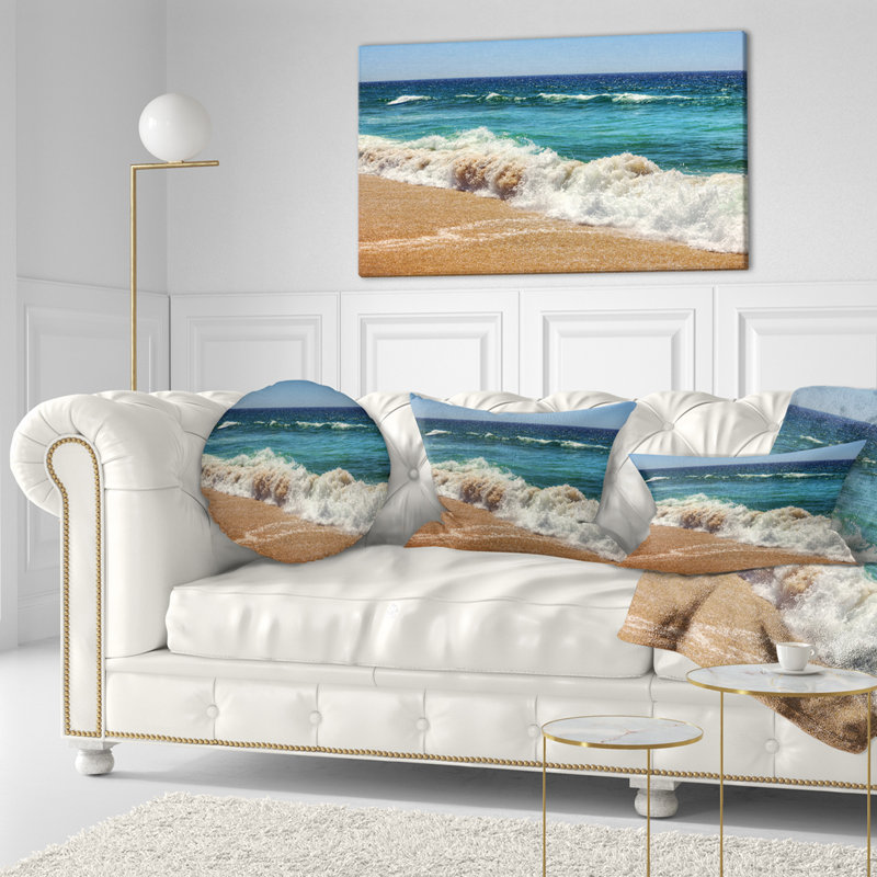 Coussin Atlantic Beach avec vagues écumantes - Sea & Shore, Rectangle, 12 po x 20 po