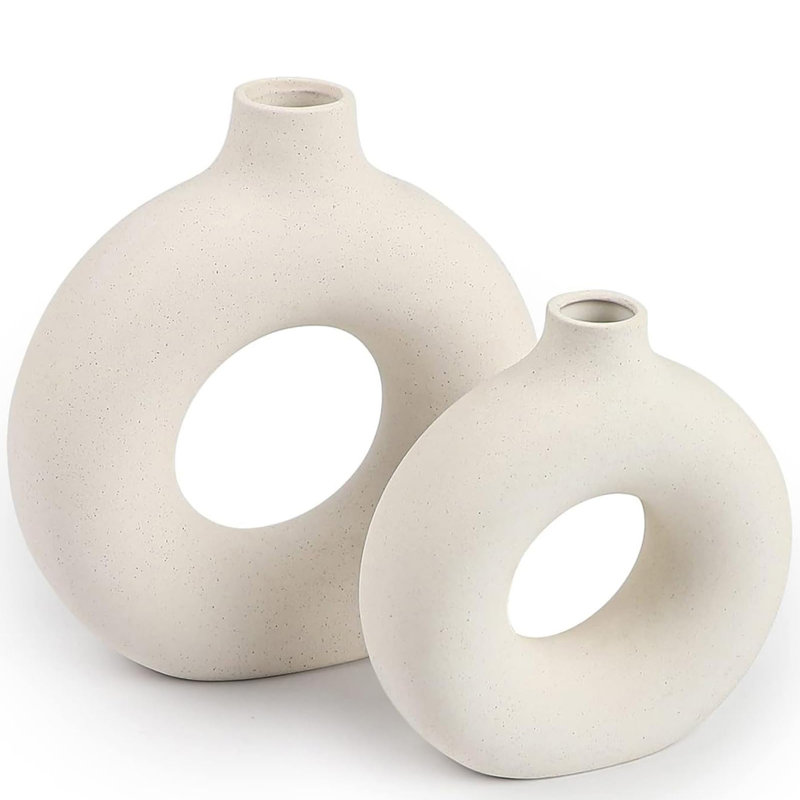 Ensemble de 2 vases en céramique, Blanc