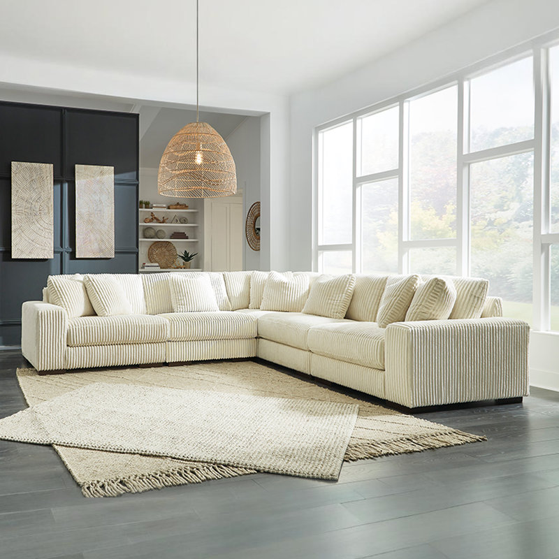 Canapé modulaire Lindyn, 100 % polyester ivoire