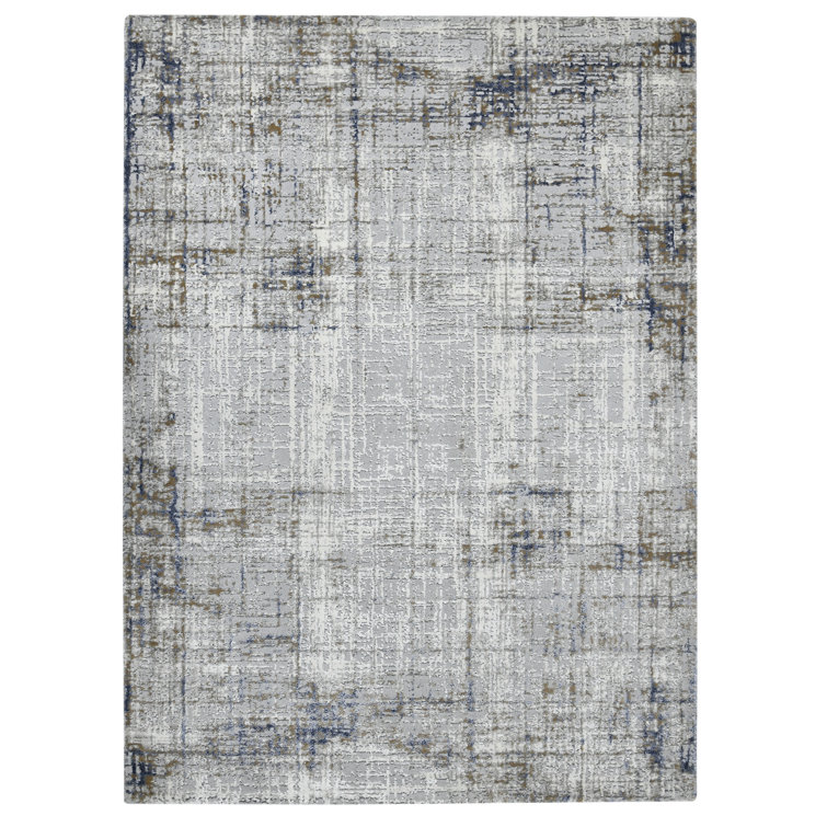Elynna Transitional Abstract Durable Performance Blue/Gray Area Rug