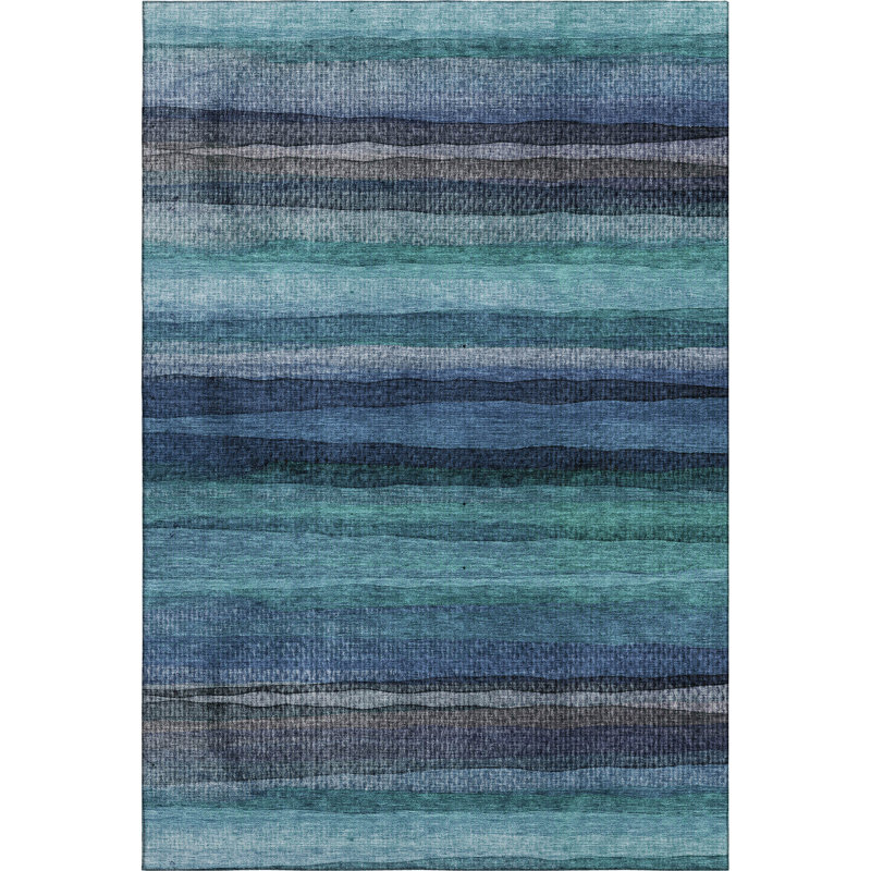 Premium Machine Washable Mayfield AMF2093 Striped Rug, 5' x 7'6", Lavender