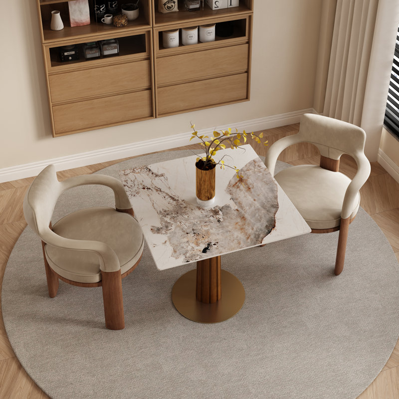 Ensemble de table de salle à manger 33 po Luxury Luxury Square, Beige