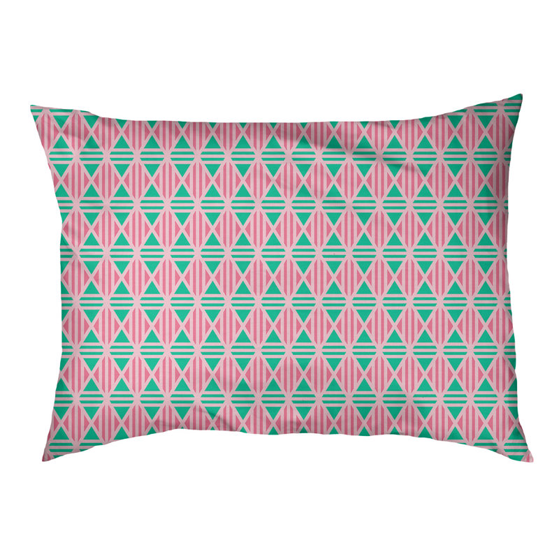 Coussin décoratif en losanges Byrge, Grand (l 42,5 po x P 14 po x H 32,5 po), Rose / sarcelle
