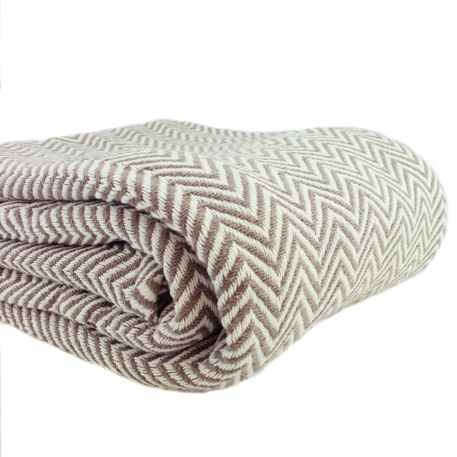 Herringbone Yarn Dyed 100% Cotton Blanket, King, Taupe
