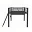 Gaming mid loft bed with desk, LED, Twin, Black