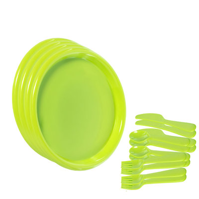 48 Sets Of Reusable Cutlery Plastic Plates, Spoons, Forks And Knives For Baby And Toddlers