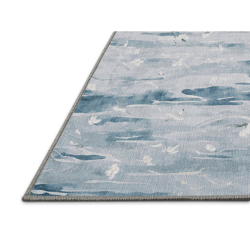 Machine Washable Gray Area Rug, Square 7'