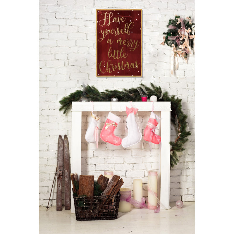 «Have Yourself A Merry Christmas», reproduction d'art textuel, H 32 po x l 22 po, Cadre flottant jaune