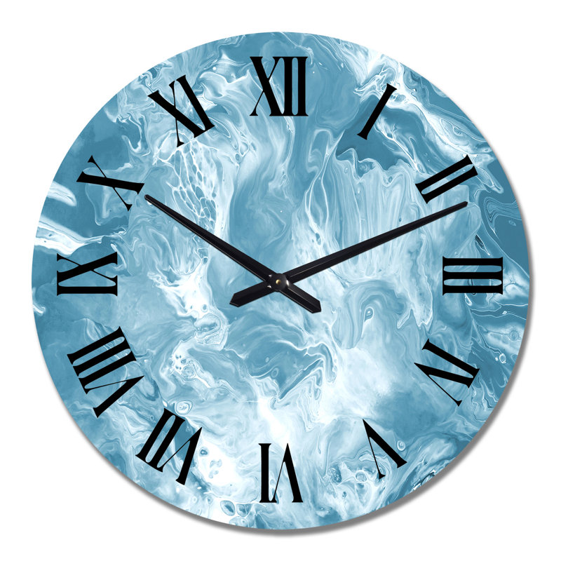Nuage liquide bleu clair - horloge murale moderne, Moyen