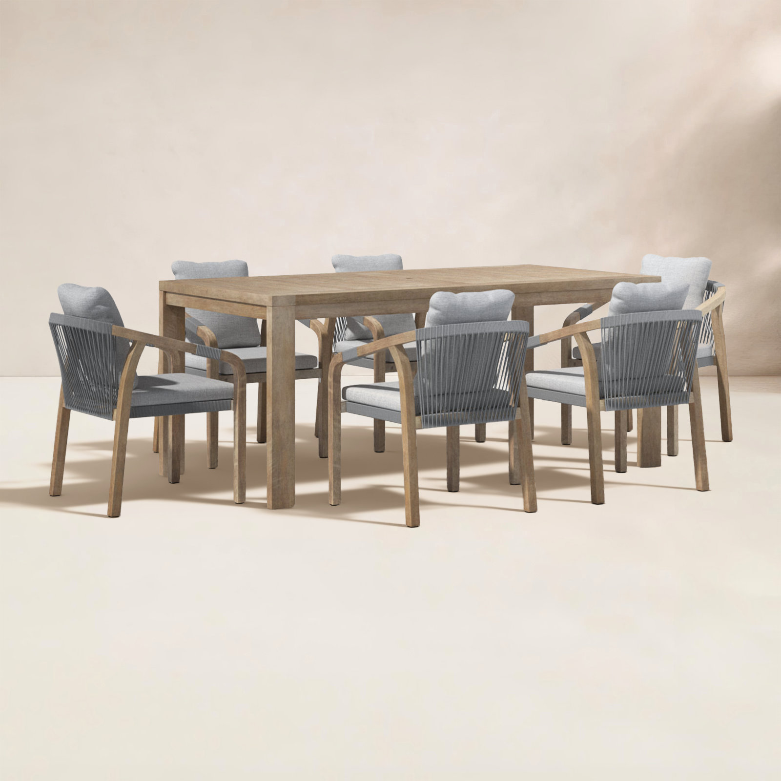 Joly 71" Acacia Patio Dining Set, Gray