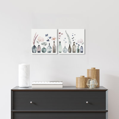 Perfect Indigo Florals - Ensemble de 2 reproductions sur toiles tendues