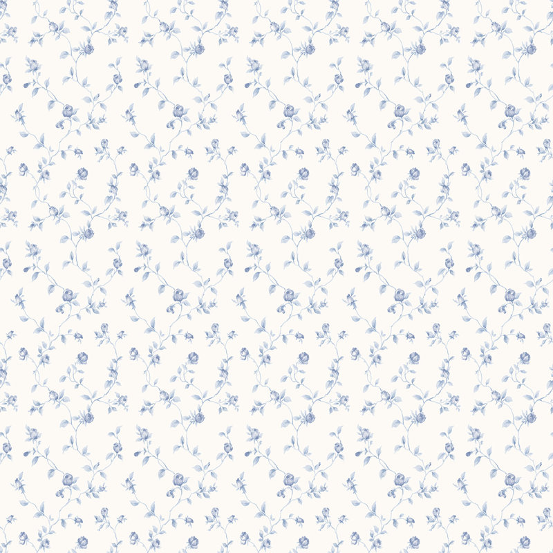Capel 10m x 53cm Matte Wallpaper Roll, Blue/White