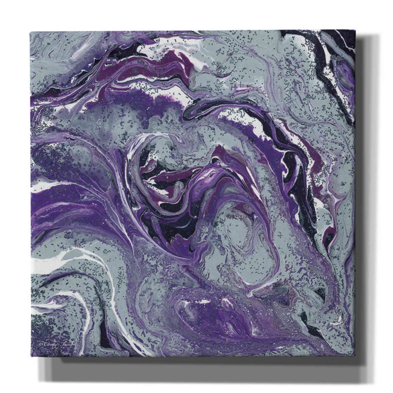 «Abstract in Purple I» par Cindy Jacobs, art mural sur toile, 18 po x 18 po, H 12 po x l 12 po x P 0,75 po
