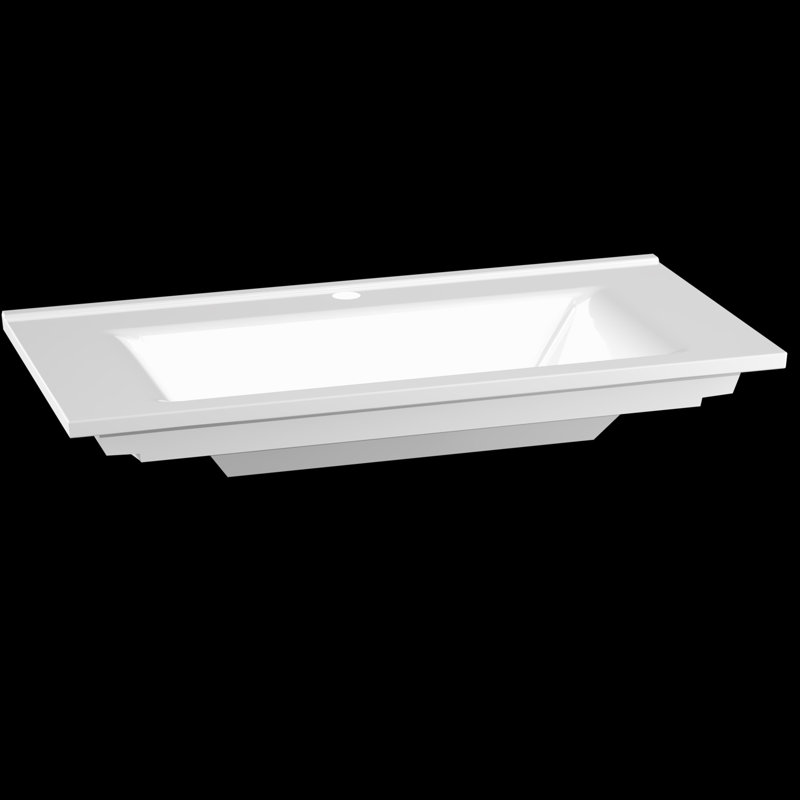 Belfry Bathroom Kimberley 455mm W White Ceramic Rectangular Sink with Overflow, 16.5cm H x 100cm W x 45.5cm D