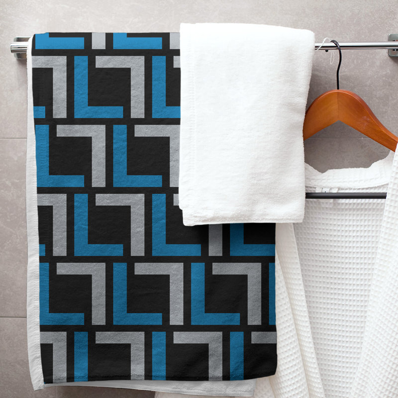 Bath Towel, Black/Honolulu Blue/Silver