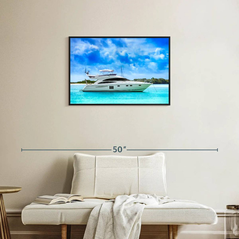 Yacht de luxe des Caraïbes, Cadre flottant noir, 31 po x 21 po