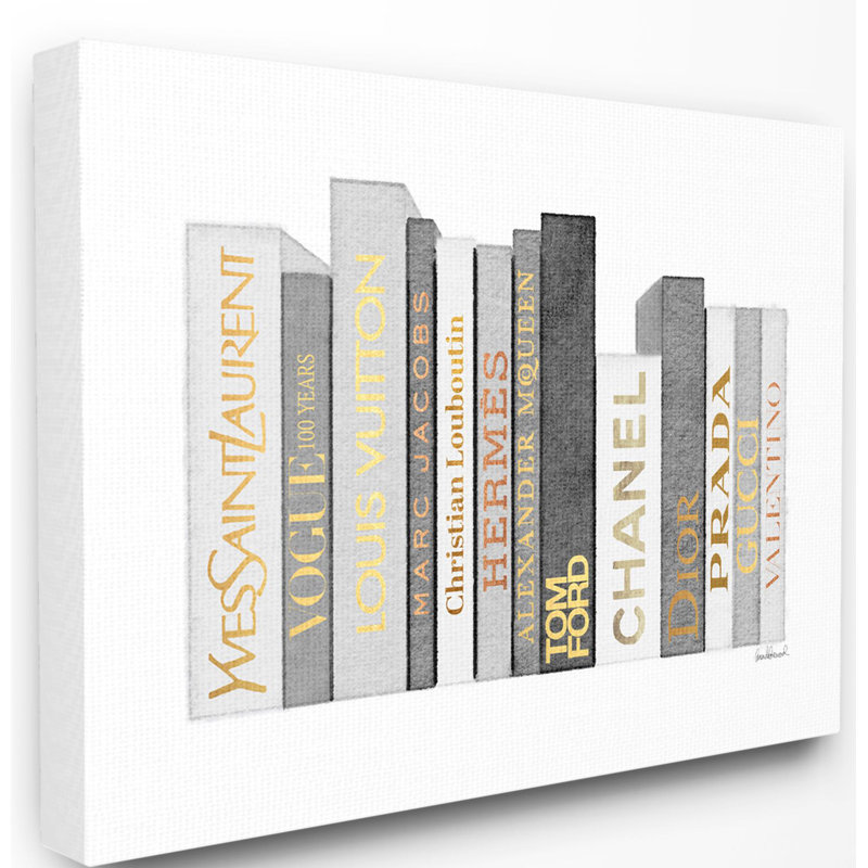 « styleing designer bookstack gray gold », reproduction d’art, Toile tendue, H 36 po x l 48 po x P 1,5 po