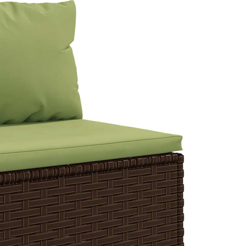  Ensemble de 4 canapés de patio brun, Coussin vert / cadre brun