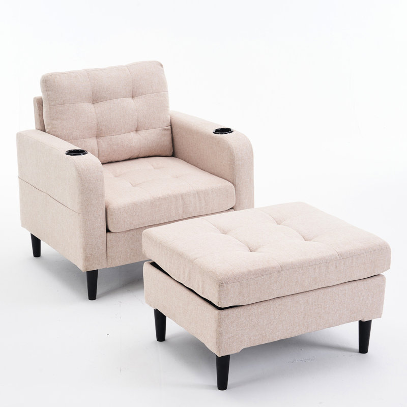 Beige rembourré simple avec - Détente, porte-gobelets, pour la décoration de la chambre à coucher et le fauteuil