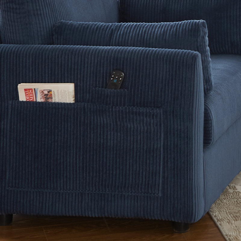 Fauteuil d'appoint 38 po en velours côtelé 38 po, Velours côtelé bleu marine