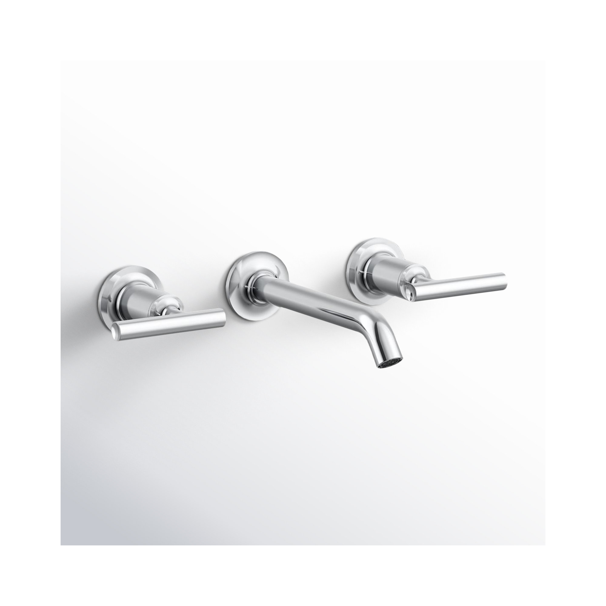 Purist Wall-Mounted Bathroom Faucet, Brushed Chrome, Lever Handle
