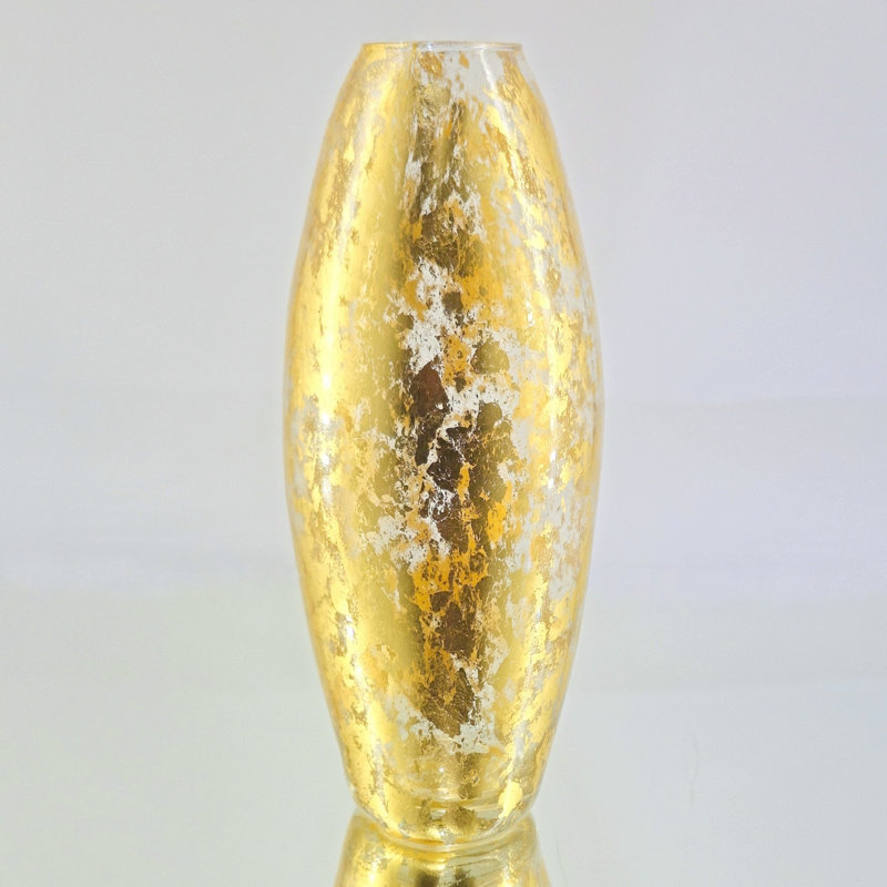Leiston Gilded Glass Bullet Vase, Gold, 20" H x 6.5" W x 6.5" D
